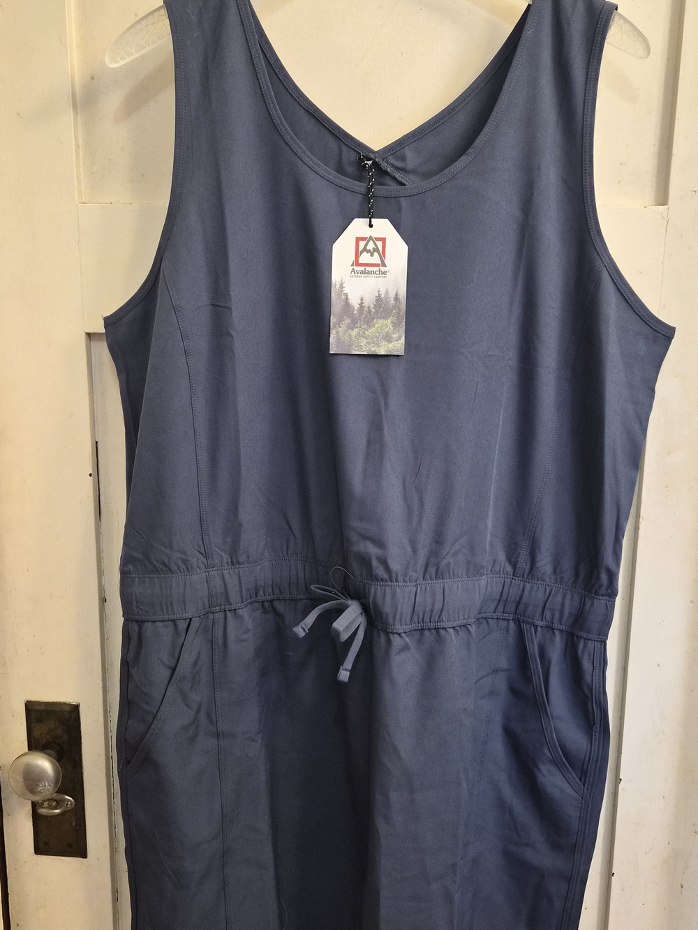 NWT Avalanche Navy Drawstring Tank Dress With Pockets, Sz XL